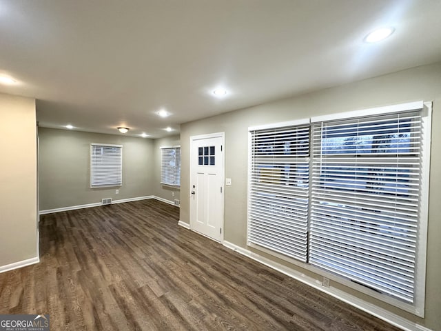 entrance foyer featuring dark wood-type flooring