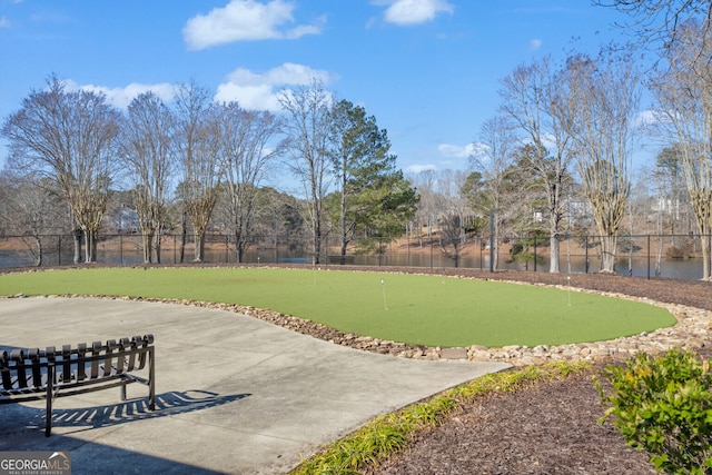 view of property's community with a water view