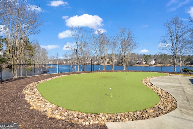 view of property's community with a water view