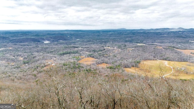 drone / aerial view featuring a mountain view