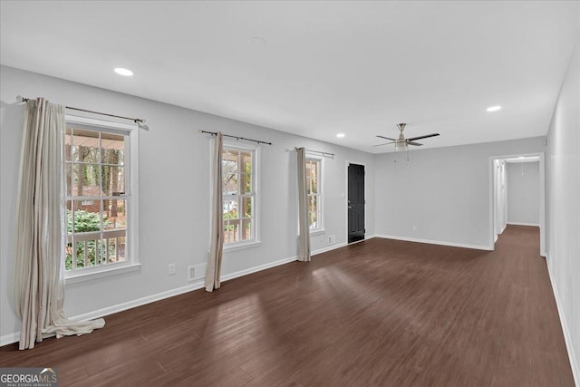 4138 Hickory Dr, Powder Springs, GA 30127 - unfurnished room featuring ceiling fan and dark hardwood / wood-style flooring
