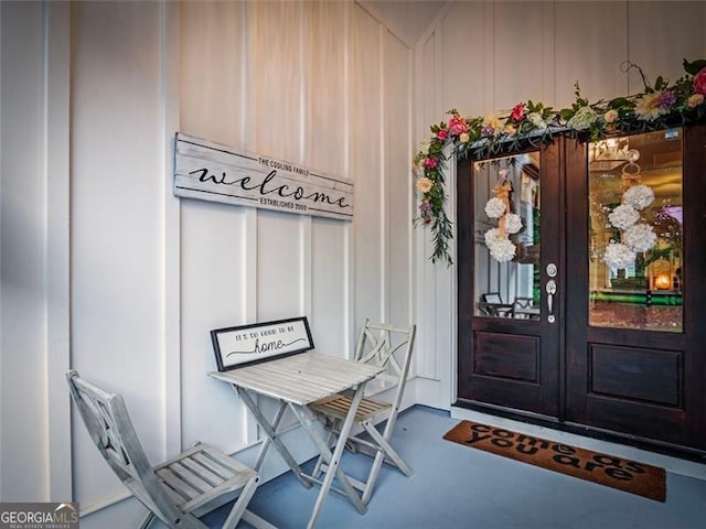 doorway to property with french doors