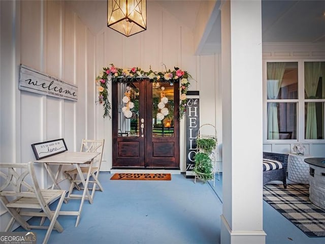 property entrance with french doors