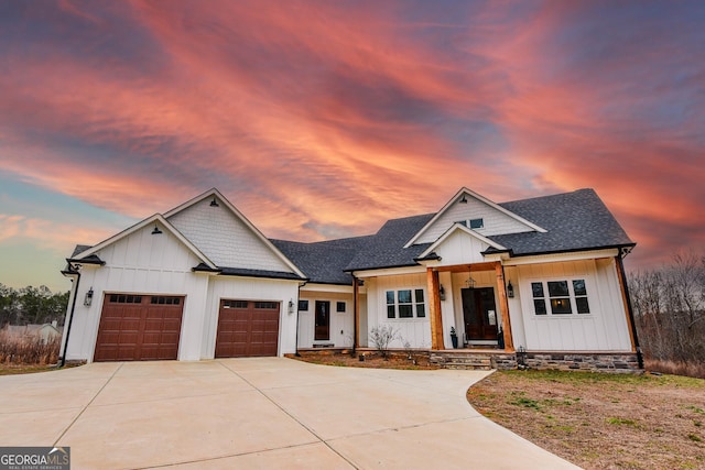 view of front of home with a garage