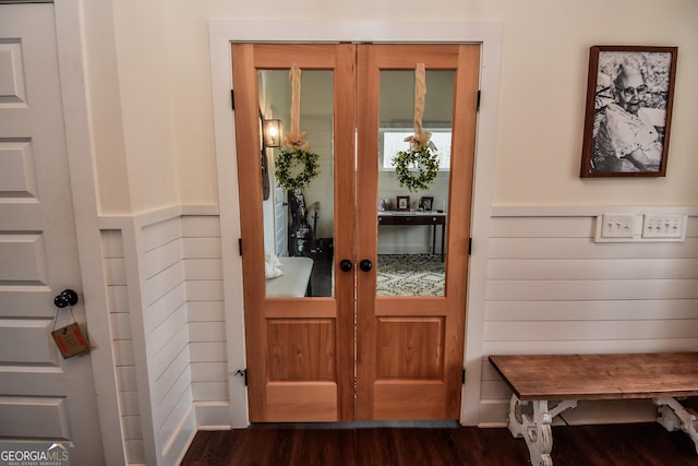 doorway to outside with dark hardwood / wood-style flooring