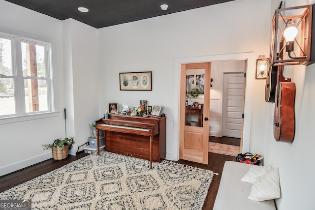 miscellaneous room featuring dark wood-type flooring