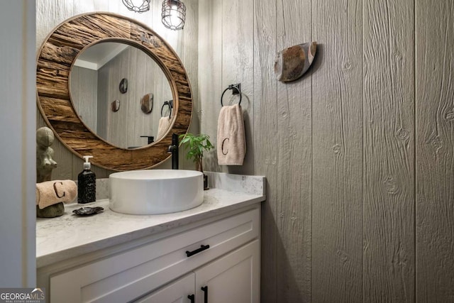 185 Huckleberry Cove Rd, Jasper, GA 30143 - bathroom featuring vanity and wood walls