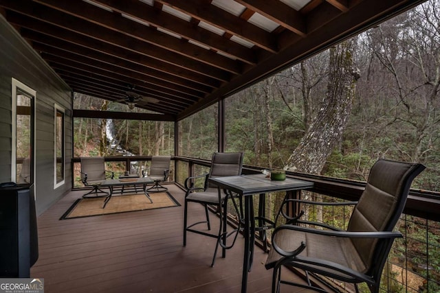 185 Huckleberry Cove Rd, Jasper, GA 30143 - deck with ceiling fan and a wooded view