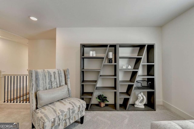 living area with carpet floors