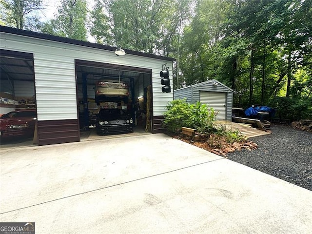 view of garage