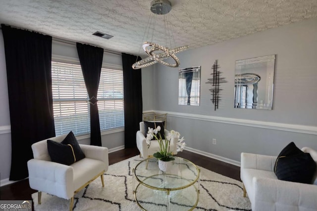 living area featuring dark hardwood / wood-style flooring