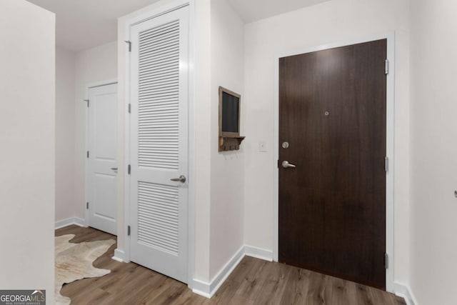 foyer entrance with light wood-type flooring