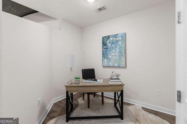 office space featuring wood-type flooring