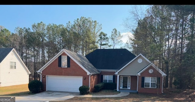 front facade with a garage