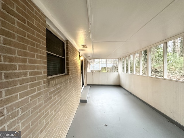 view of unfurnished sunroom