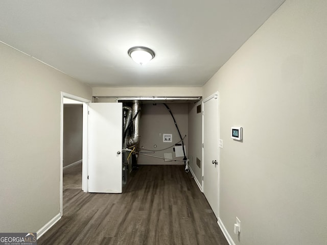 washroom with dark hardwood / wood-style flooring