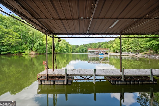 view of dock featuring a water view