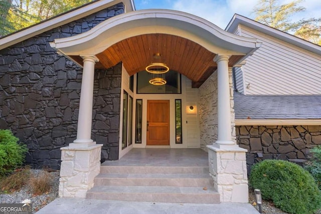 property entrance with a porch