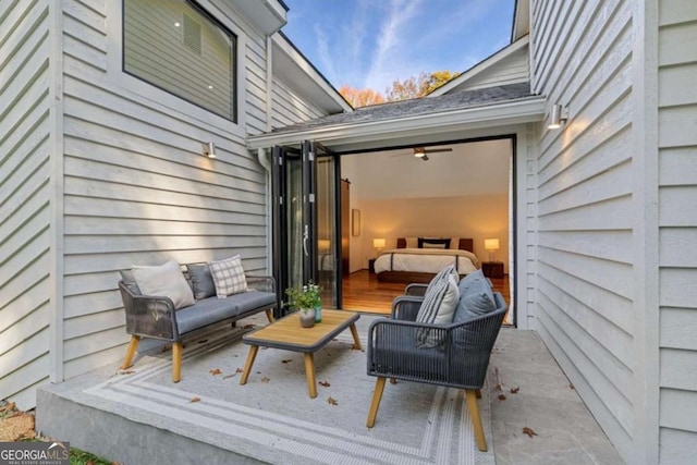 wooden deck featuring an outdoor hangout area