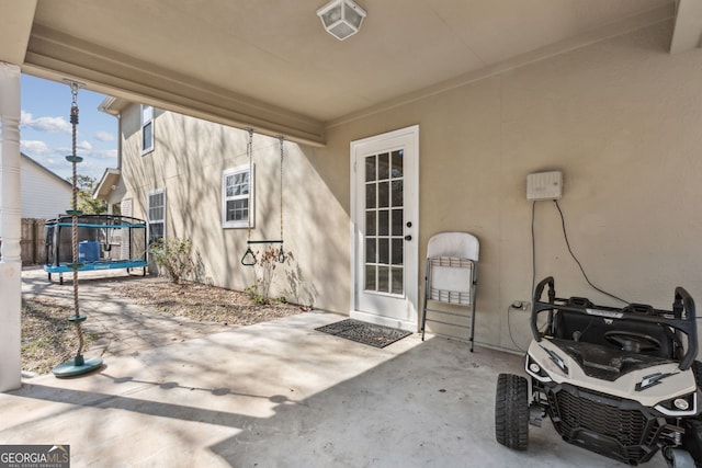 view of patio / terrace with a trampoline