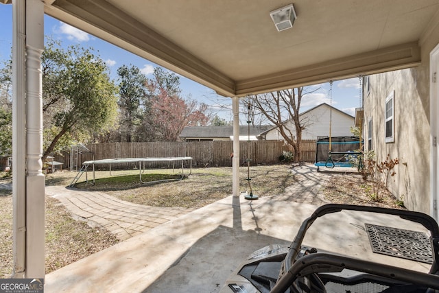 view of patio with a trampoline