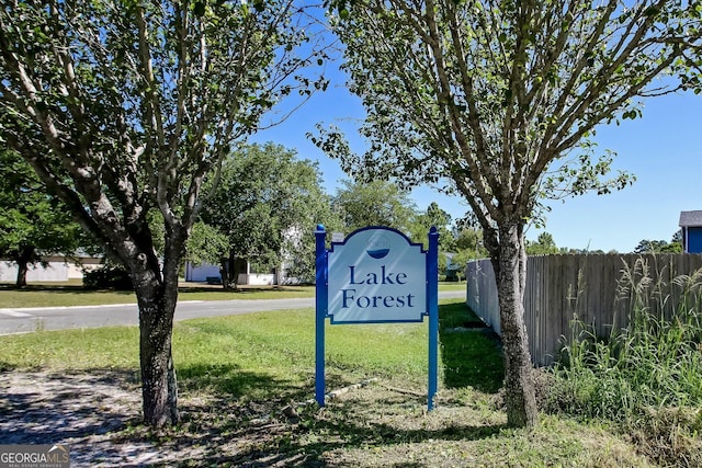 view of community sign