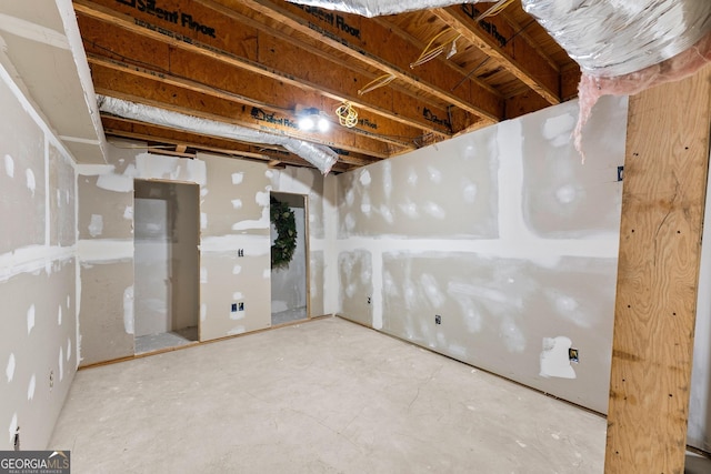 view of unfinished basement