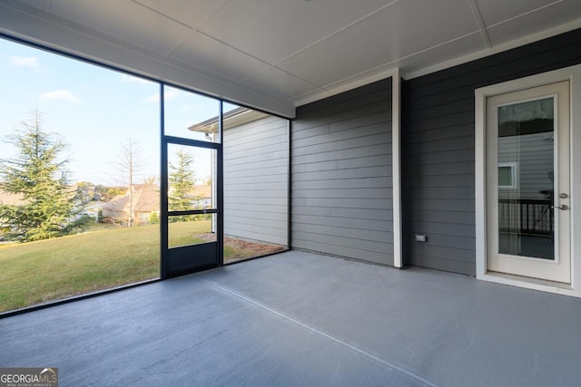 view of unfurnished sunroom