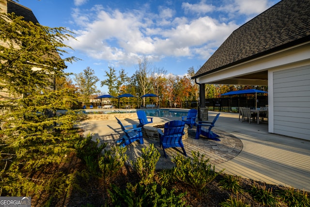 exterior space with a community pool