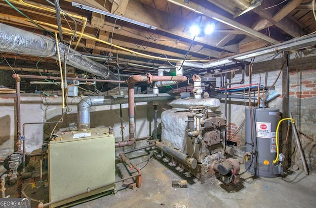 utility room with gas water heater