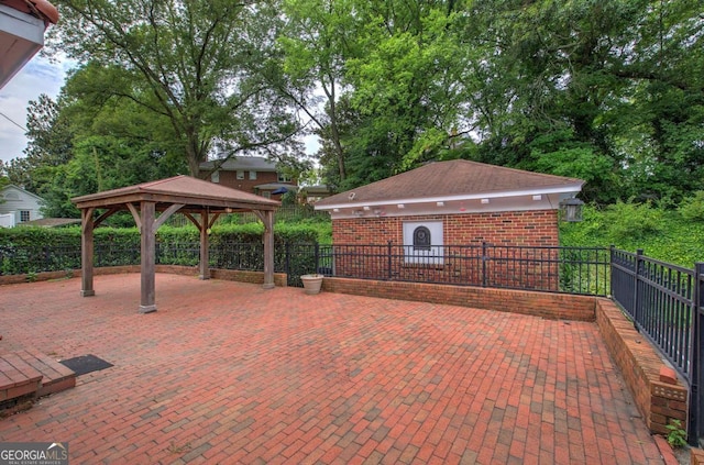 view of patio / terrace with a gazebo