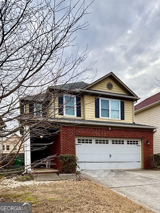 front facade with a garage