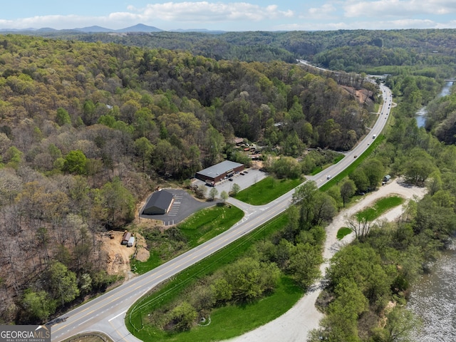 aerial view featuring a mountain view