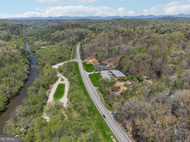 drone / aerial view with a mountain view