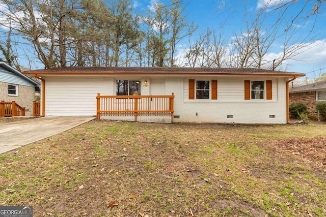 2825 Middleburg Dr, Atlanta, GA 30349 - ranch-style house with a wooden deck and a front yard