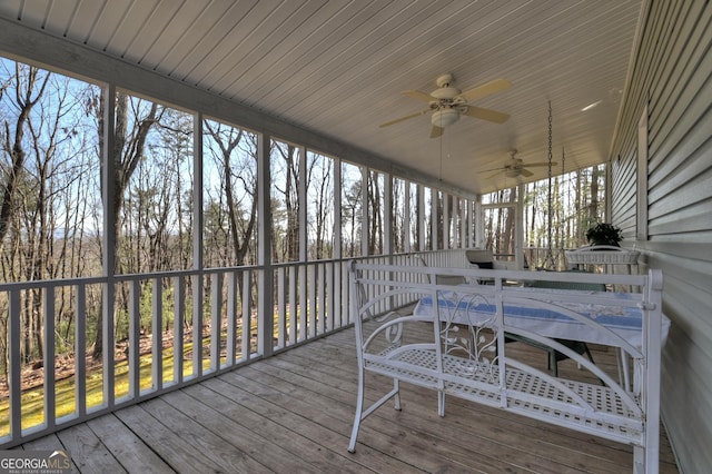 deck featuring ceiling fan