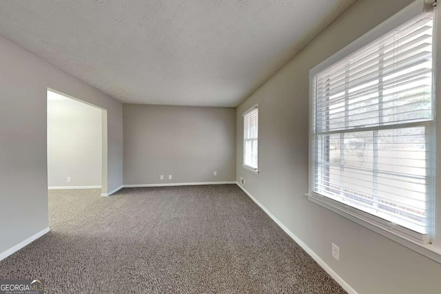 empty room featuring carpet floors and a textured ceiling