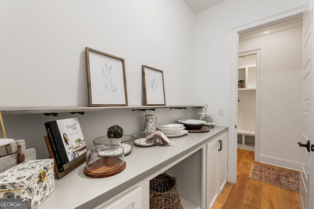 interior space with light hardwood / wood-style floors