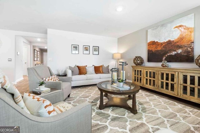 living room with wood-type flooring