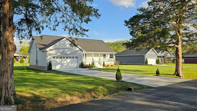 214 Harris St, Chatsworth, GA 30705 - view of front of property featuring driveway, a garage, and a front lawn