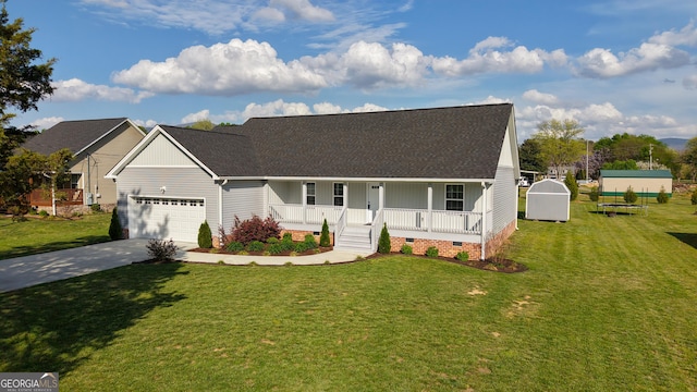 214 Harris St, Chatsworth, GA 30705 - view of front of house featuring an attached garage, board and batten siding, driveway, covered porch, and a shingled roof
