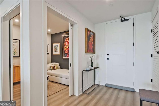 foyer entrance featuring light hardwood / wood-style floors