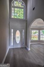 foyer entrance with wood-type flooring