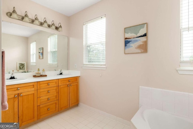 bathroom featuring vanity and a bathing tub