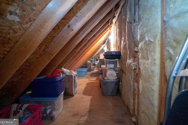 view of unfinished attic