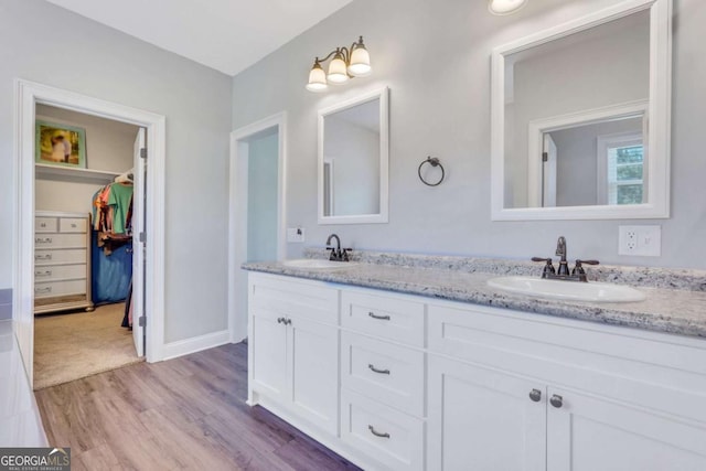 bathroom featuring vanity and wood-type flooring