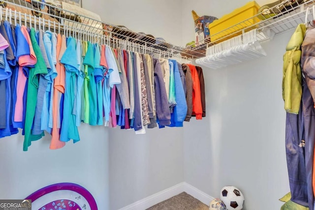 spacious closet with carpet floors