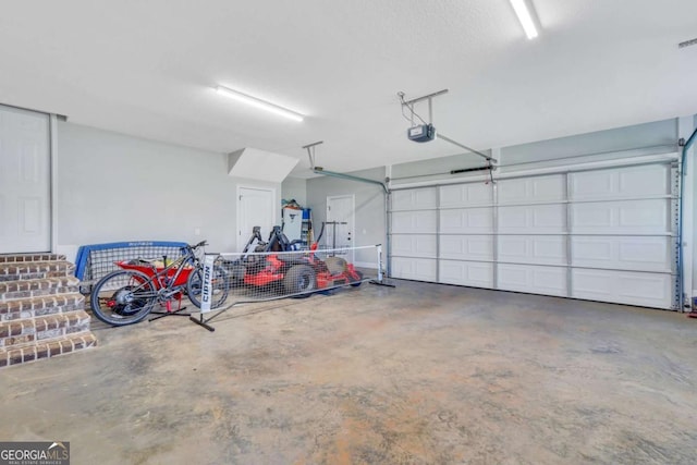 garage with a garage door opener