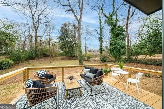 deck with an outdoor living space