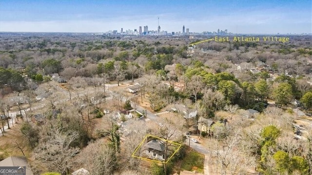 bird's eye view with a view of city